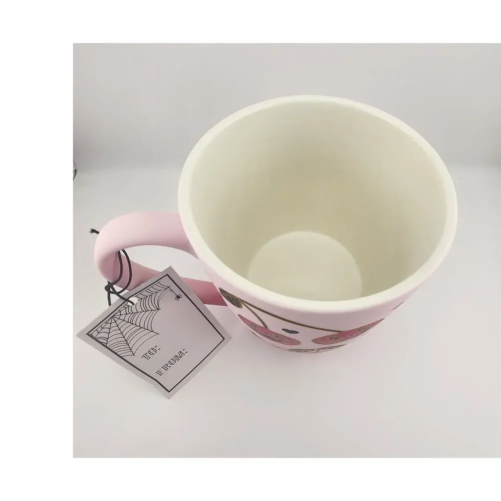 Cobwebs & Cauldrons Halloween Mug Pink Jack O Lantern Spooky Summerween